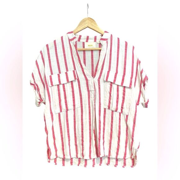 Anthropologie Maeve Amira Striped Top Ivory Pink Top Size Small - Picture 3 of 9